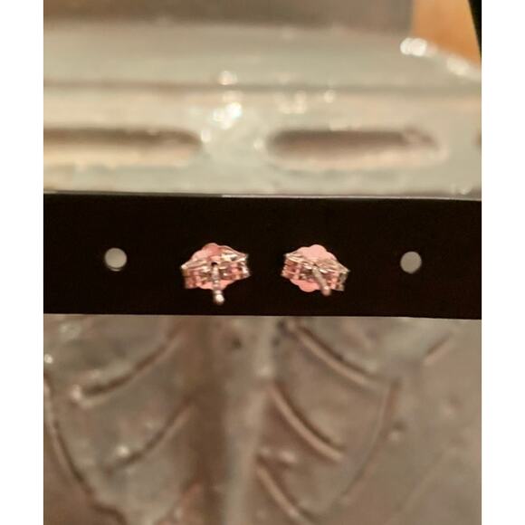 Sterling Silver and CZ Stud Earrings - Picture 3 of 3